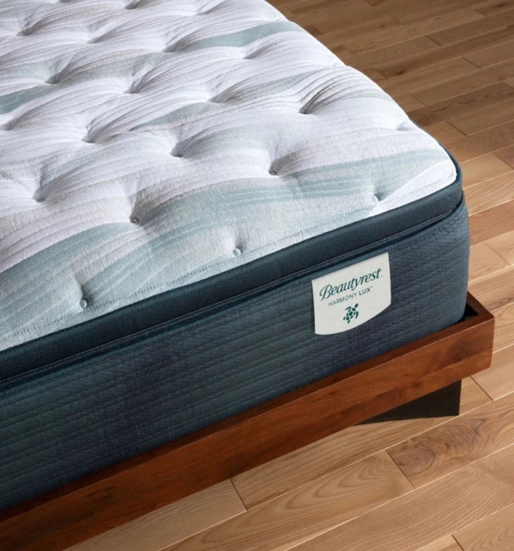 Modern Pillow Top Mattress, Charcoal Quilted Sides, Tufted Surface.