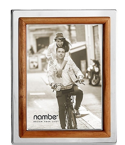 Modern Two-Tone Picture Frame, Silver and Wood with Polished Finish