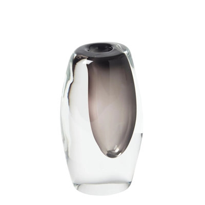 Modern Vase, Offset Smokey Core, Sommerso Glass Technique, Contemporary.