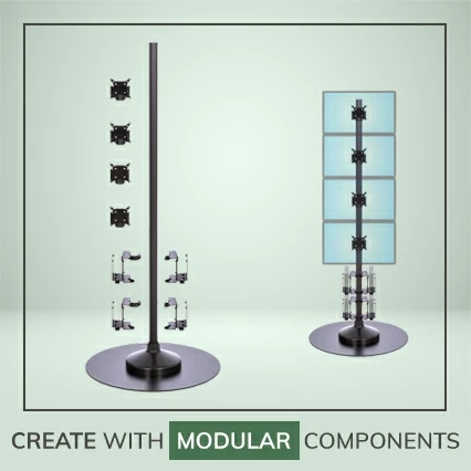Monitor Floor Stand Vertical Stack Modular Design Weighted Base
