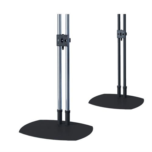 Monitor Mount Dual Pole Design Weighted Base Chrome And Black Finish