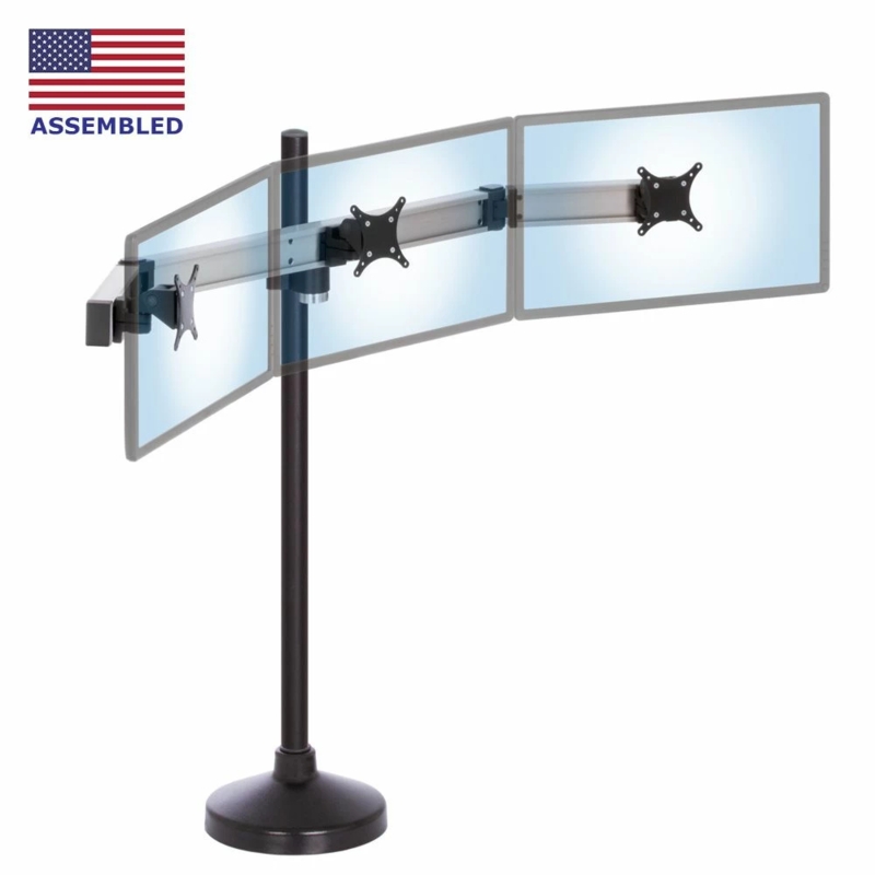 Monitor Stand Triple Mount Weighted Base Freestanding Multi Screen