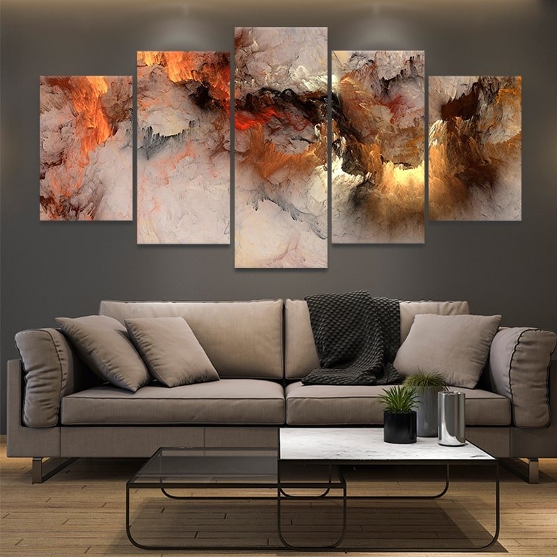 Multi-Panel Wall Art, Five Panel Abstract, Dramatic Canvas Decor