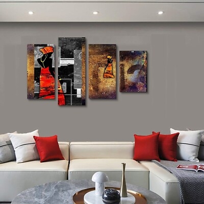 Multi-Panel Wall Art Set African Themed Art Warm Gold Palette Vibrant