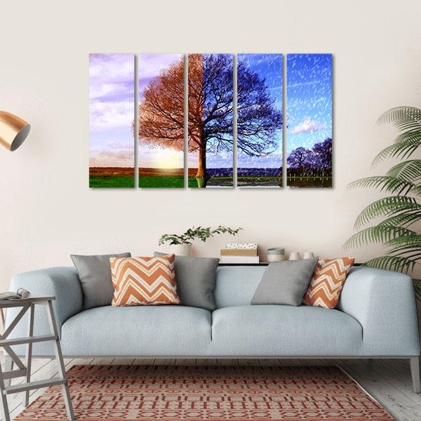 Multi Panel Wall Art Vertical Segments Transitional Chevron Pattern Context