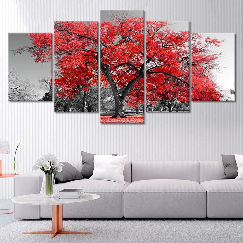 Multi-Piece Art Maple Motif Selective Color Nature Landscape