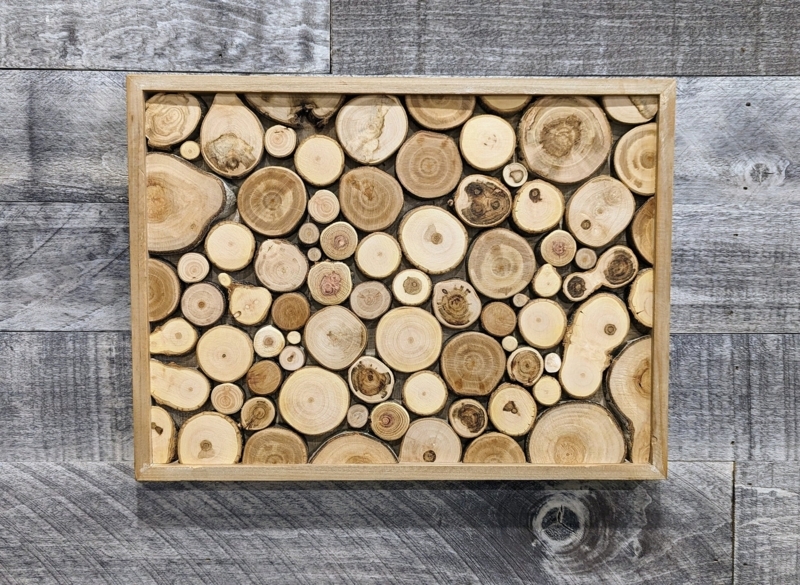 Natural Wood Slice Wall Art Log Mosaic with Growth Rings