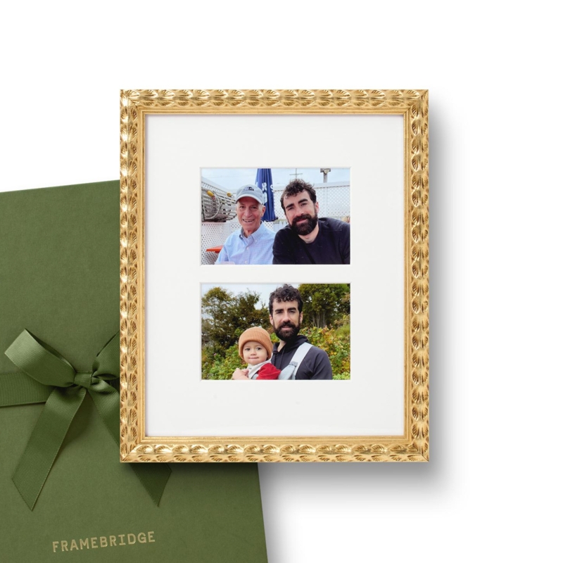 Ornate Gold Multi-Photo Frame with Textured Moulding and Mat