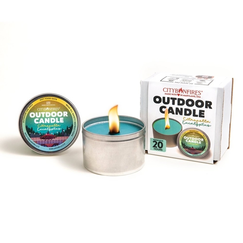 Outdoor Candle: Portable Citronella Scented in Teal Wax Metal Tin