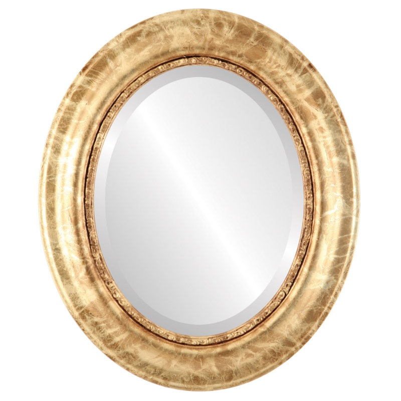 Oval Wall Mirror Beaded Inner Trim Wide Textured Frame ClassicStyle
