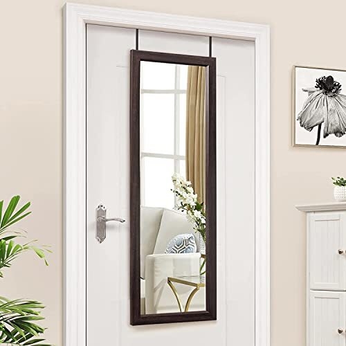 Over The Door Mirror Espresso Frame Rectangular Full Length