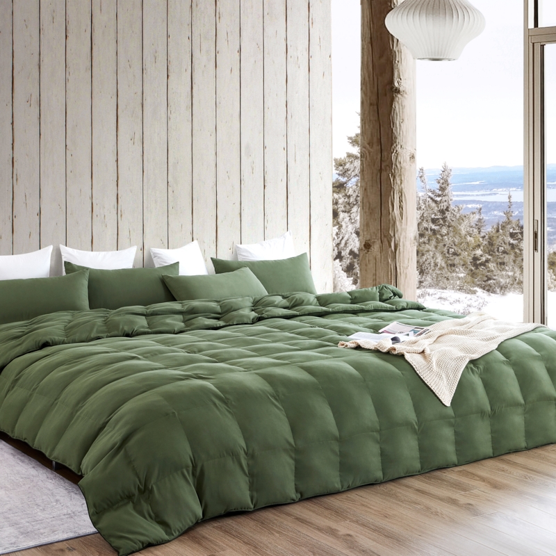 Oversized Alaskan King Comforter in Cypress Green High Pile Plush