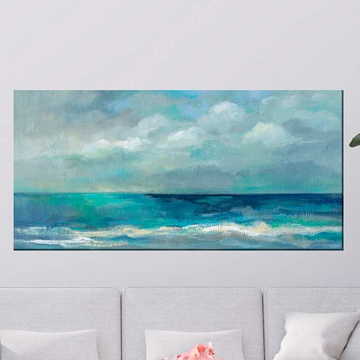 Oversized Blue Ocean Canvas: Panoramic Width, Coastal Subject