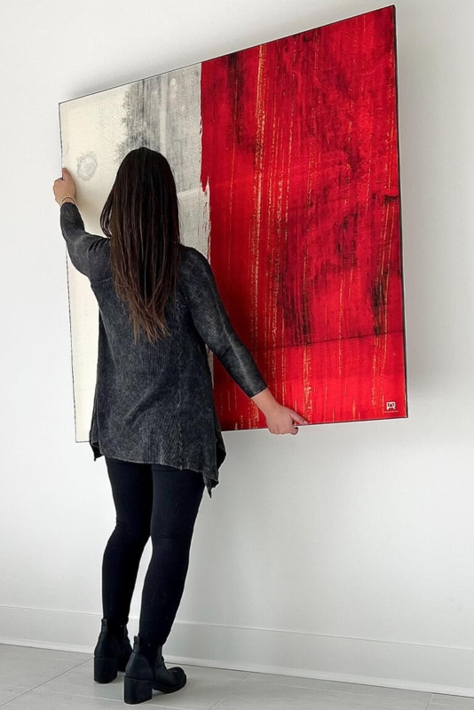 Oversized Canvas Art Vertical Streaks Frameless Modern Statement