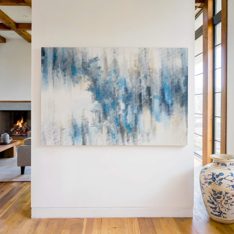 Oversized Canvas Art with Vertical Strokes for Modern Rustic Decor