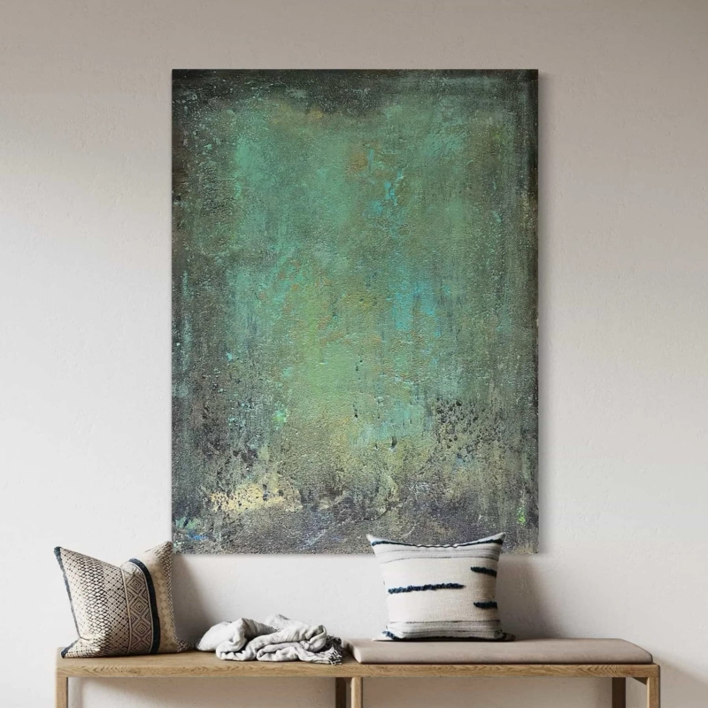Oversized Canvas Wall Art with Weathered Texture in Wabi-Sabi Style