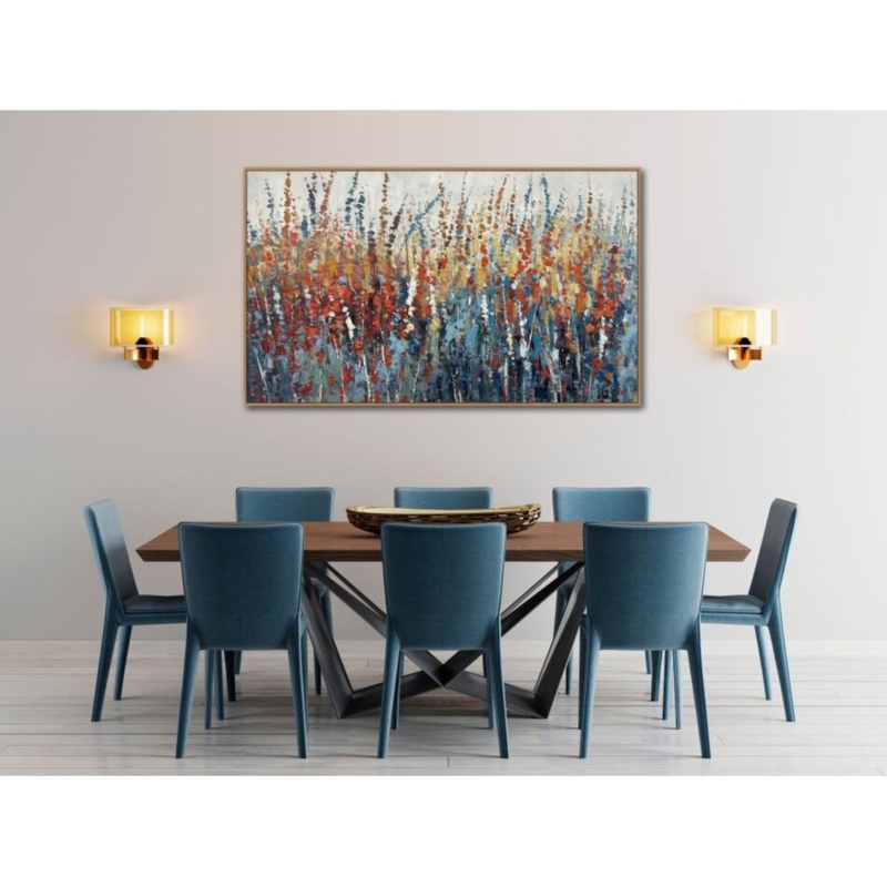 Oversized Framed Art: Abstract Floral, Impasto Texture, Contemporary