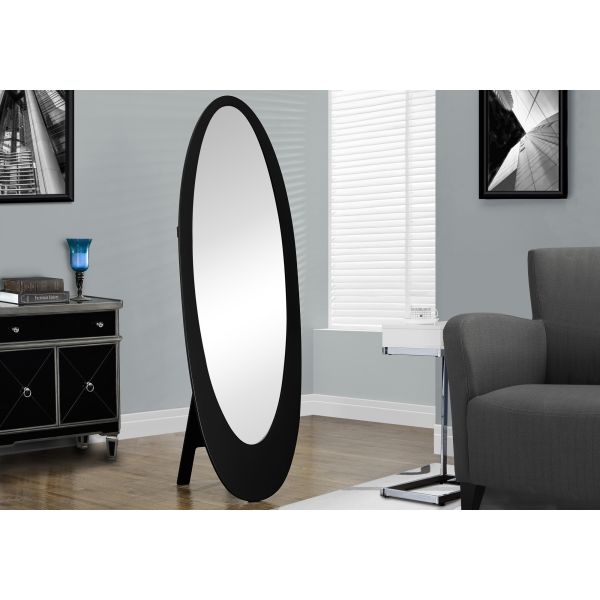 Oversized Oval Floor Mirror Wide Black Frame Contemporary Bedroom Decor