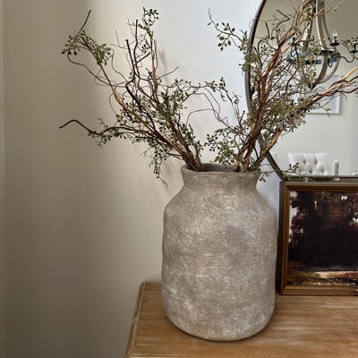 Oversized Vase: Distressed Stone-like Finish in Grey