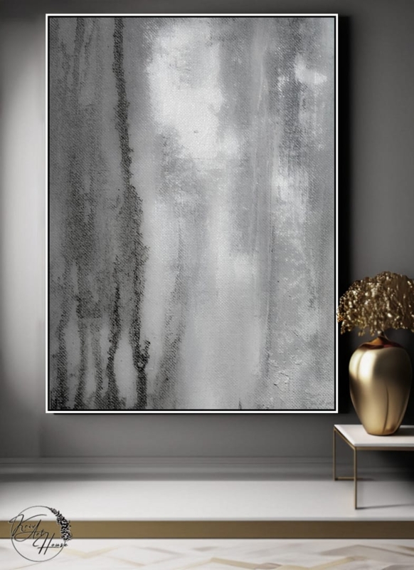 Oversized Vertical Wall Art Canvas Thin Frame Minimalist Style