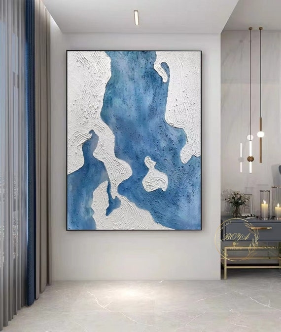 Oversized Wall Art Heavy Impasto Texture Wave Painting Minimalist