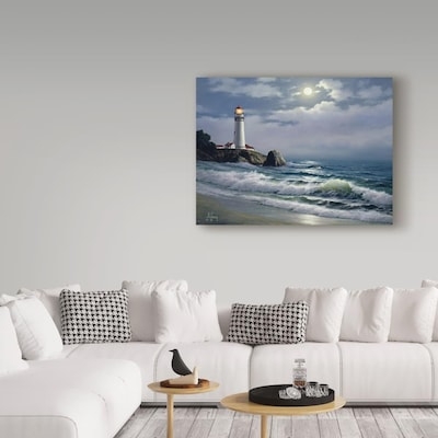 Oversized Wall Art Lighthouse Motif Nautical Scene Coastal Decor