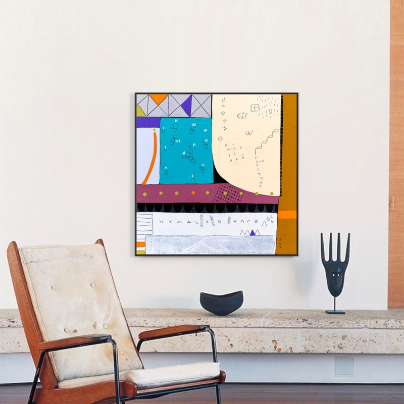 Paintings Abstract Geometric Canvas Ledge Display Mid Century