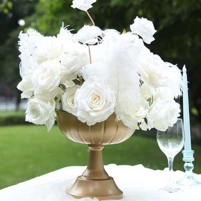 Pedestal Bowl with grecian silhouette and satin gold finish for events.