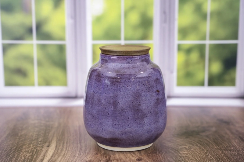 Pet Urn Iris Purple Glaze Bottle Style Silhouette Handmade Texture