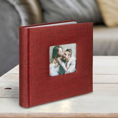 Photo Album Fabric Cover Front Window Cutout Square Memory Book