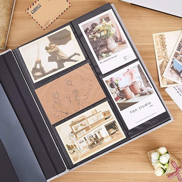 Photo Album Large Capacity, Black Interior Pages 3-Pocket Layout