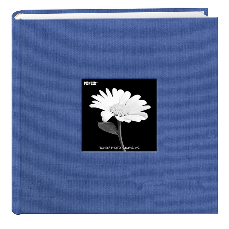Photo Album Sky Blue Fabric Linen Texture Central Picture Slot minimalist