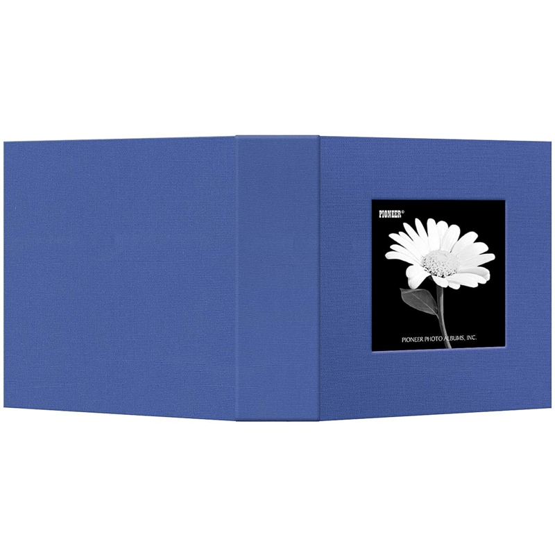 Photo Album Sky Blue Linen-Like Cloth Front Cover Window Keepsake Book
