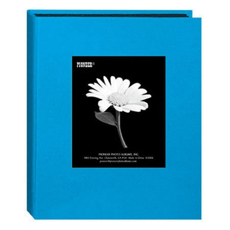 Photo Album Vibrant Sky Blue Book Bound Central Photo Inset Storage