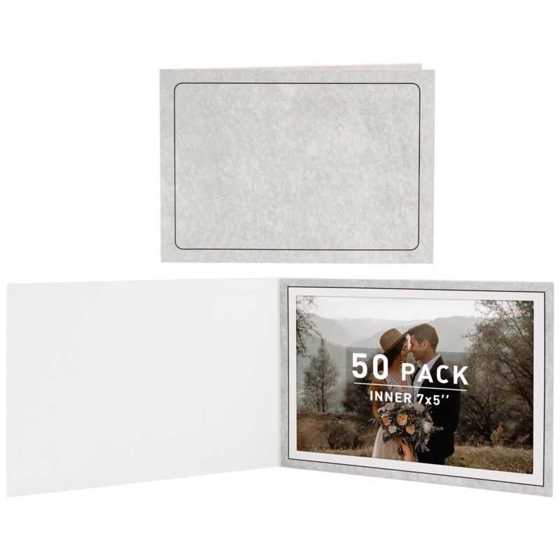Photo Folder Light Grey Stone Like Texture Black Border Minimalist