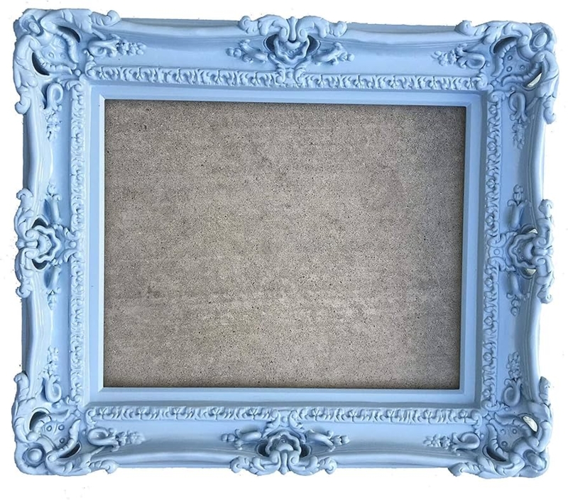 Picture Frame Baby Blue Ornate Relief Carving Rococo Style Wall Decor