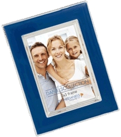 Picture Frame Cobalt Blue Glossy Enamel Silver Metallic Trim contemporary