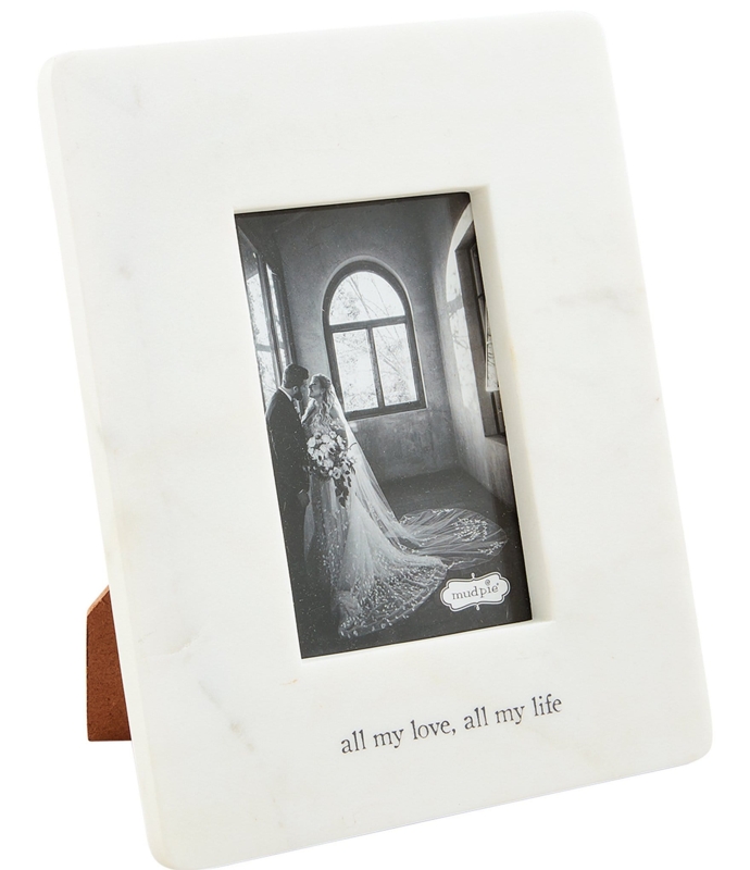 Picture Frame Engraved Sentiment, Rounded Corners Marble Look
