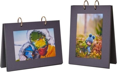 Picture Frame Flip Design with Binder Rings, Black Cardstock Flip Frames