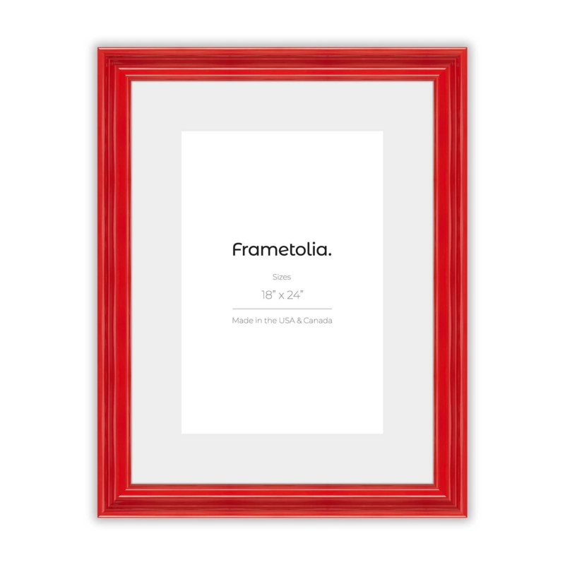 Picture Frame Glossy Finish Wide Mat Cherry Red Wall Art Bold