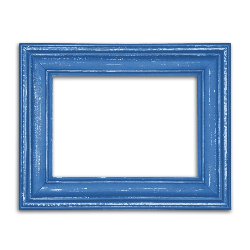 Picture Frame Lake Blue Distressed Finish Thick Molded Tiered Profile rustic