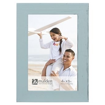 Picture Frame Light Blue Distressed Wood Wide Border Coastal Style