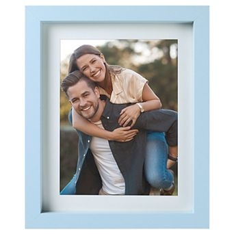 Picture Frame Light Blue White Mat Rectangular Modern Coastal Wall Decor