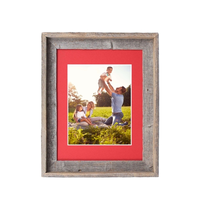 Picture Frame Red Matting Weathered Wood Rustic Barnwood Deep Photo