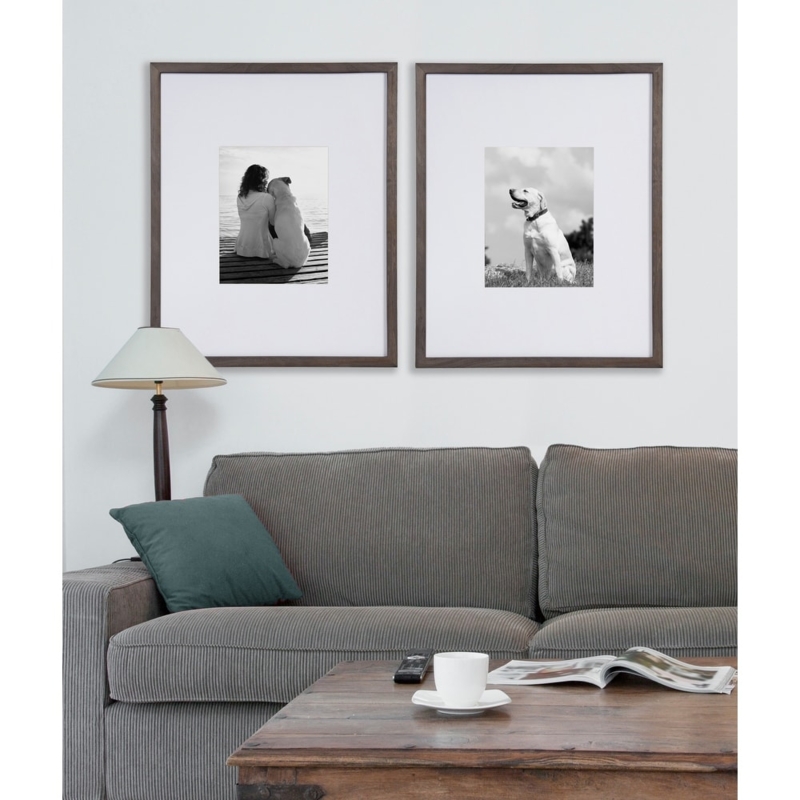 Picture Frame Set Oversized White Mat Wood Finish Gallery Wall