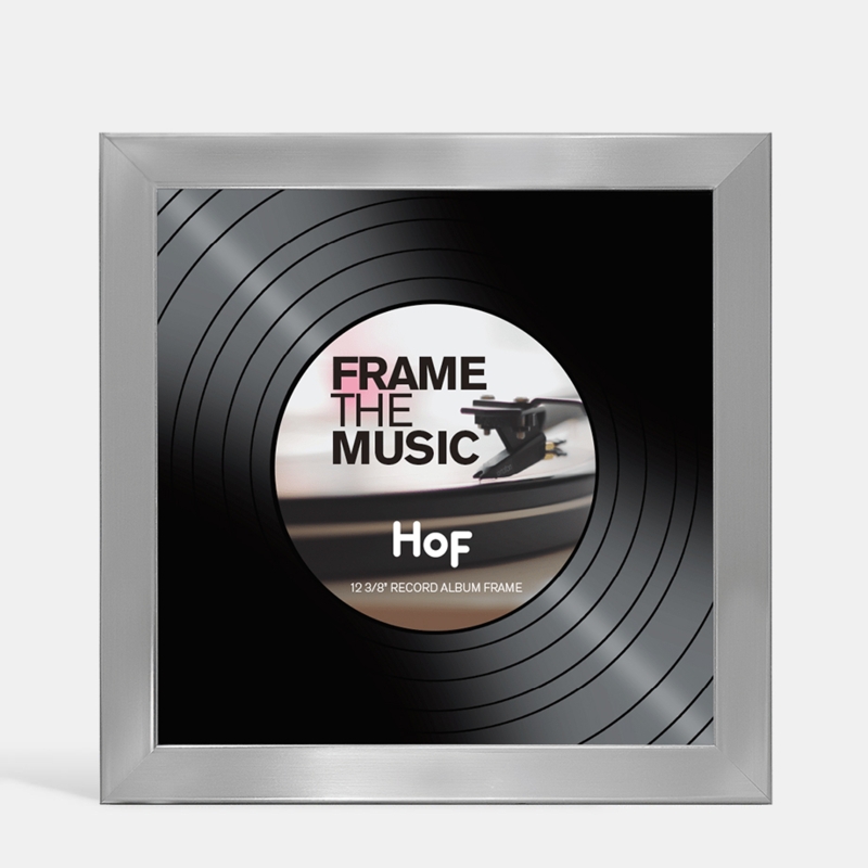 Picture Frame Square Album Format Brushed Silver Beveled Vinyl Record