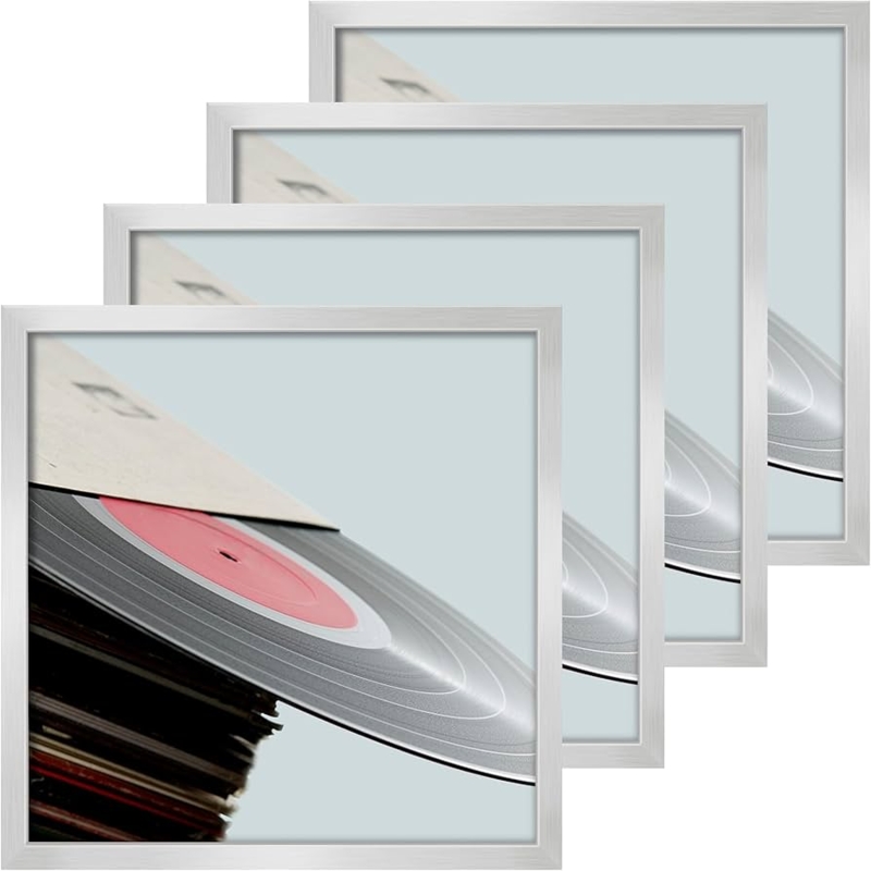 Picture Frame Square Vinyl Size Silver Brushed Metal Contemporary Album Cover