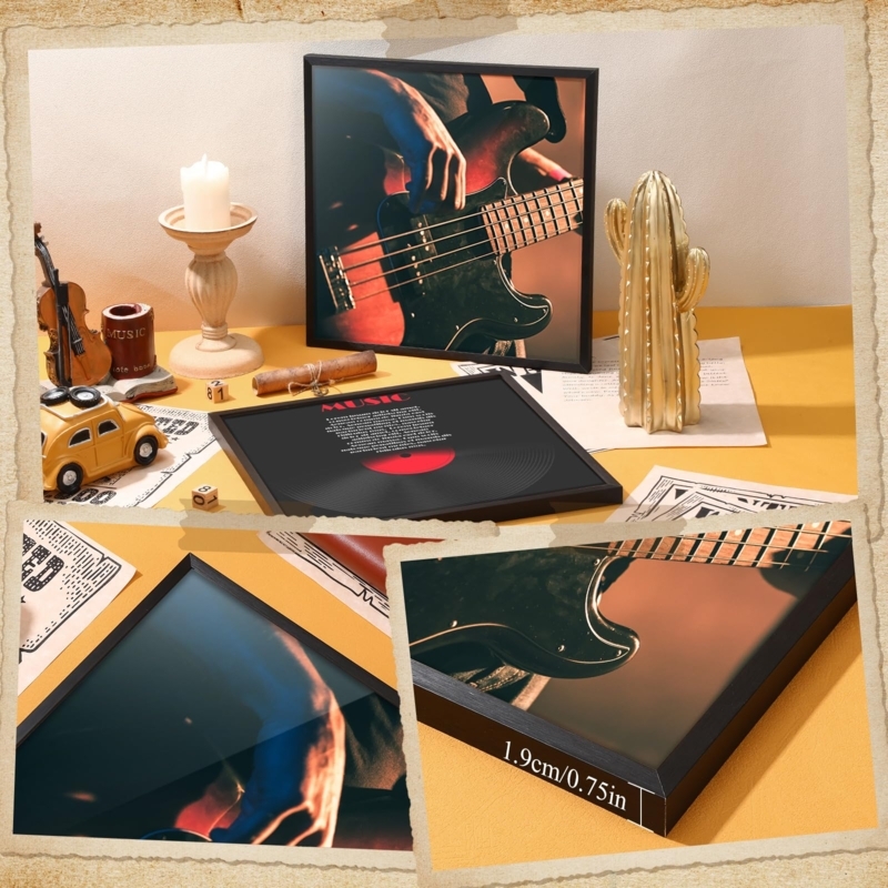 Picture Frame Thin Black Profile Set, Vinyl Record Frame Wall Display
