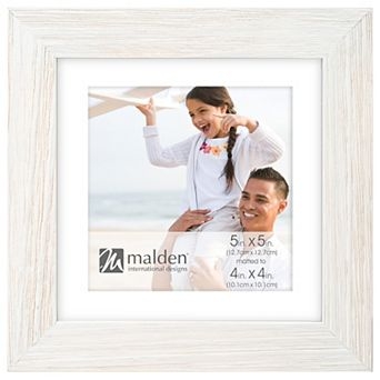 Picture Frame Whitewashed Finish, Matted Design Square Coastal Decor