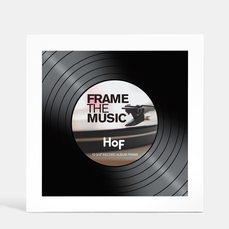 Picture Frame Wide Border, Matte White Square Vinyl Record Display
